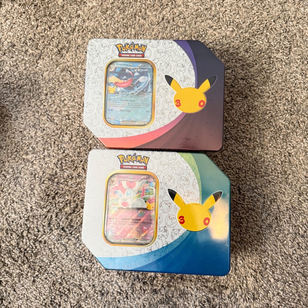 Pokemon TCG 30th Celebration Tin Set Sylveon ex & Greninja ex 2-Pack Sealed
